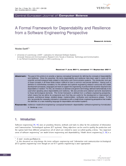 A Formal Framework for Dependability and Resilience from a