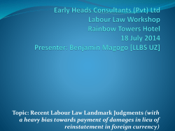 Early Heads Consultants (Pvt) Ltd Labour Law Workshop Rainbow