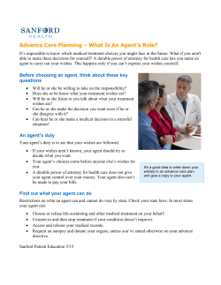 Advance Care Planning &ndash; What Is An Agent`s Role?