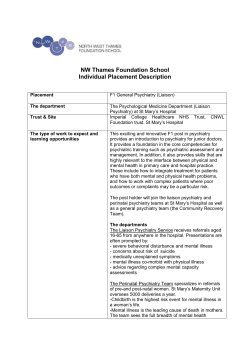 NW Thames Foundation School Individual Placement Description