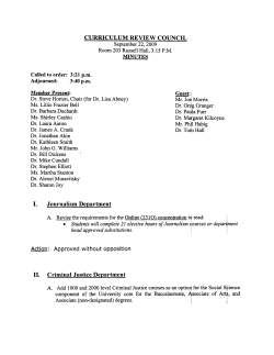 CURRICULUM REVIEW COUNCIL I. Journalism De~artment II