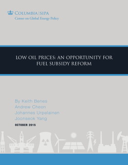 LOW OIL PRICES: AN OPPORTUNITY FOR FUEL SUBSIDY REFORM