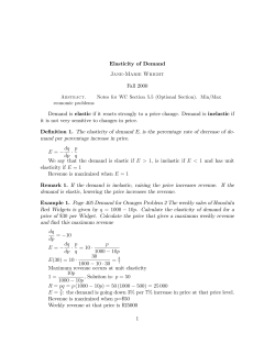 Elasticity of Demand Jane Marie Wright Fall 2000 Demand is elastic