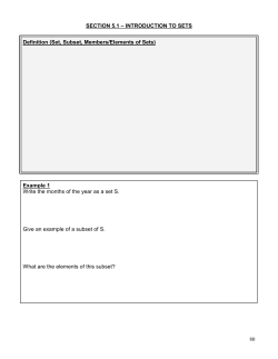 INTRODUCTION TO SETS Definition