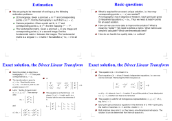 Estimation Basic questions Exact solution, the Direct Linear