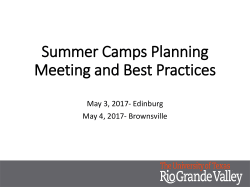 Summer Camp Planning Workshop