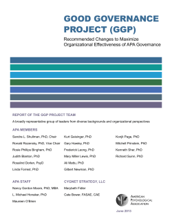 good governance project (ggp) - American Psychological Association