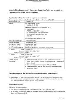 Impact of the Government`s Workplace Bargaining Policy