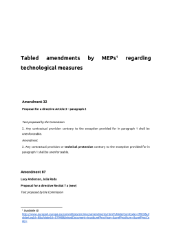 Tabled amendments by MEPs regarding technological measures