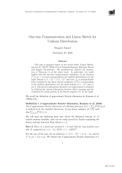 One-way Communication and Linear Sketch for Uniform Distribution