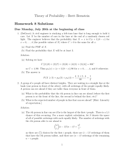 Theory of Probability - Brett Bernstein Homework 8 Solutions
