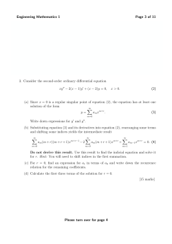 Engineering Mathematics 1 Page 3 of 11 2. (a) Find the general