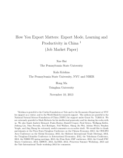 Export Mode, Learning and Productivity in China