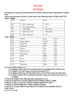 QNo. 5 SQL 2014 Q.Paper (a) Explain the concept of Union between