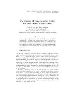 On Classes of Functions for which No Free Lunch Results Hold