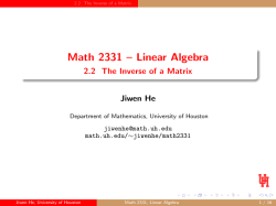 Math 2331 &ndash; Linear Algebra - 2.2 The Inverse of a Matrix