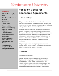 Policy on Costs for Sponsored Agreements