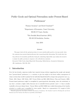 Public Goods and Optimal Paternalism under