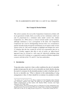 TIE- IN AGREEMENTS - Interdisciplinary Centre for Competition