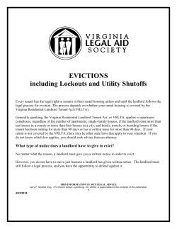 EVICTIONS including Lockouts and Utility Shutoffs