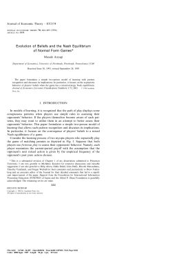 Evolution of Beliefs and the Nash Equilibrium of Normal Form Games