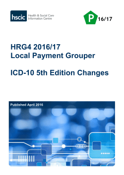 HRG4 2016/17 ICD-10 5th Edition Changes v2.0