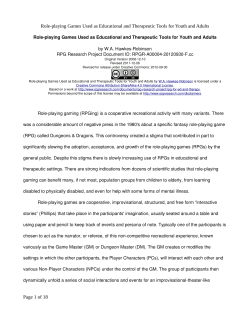 Role-playing Games Used as Educational and Therapeutic Tools for