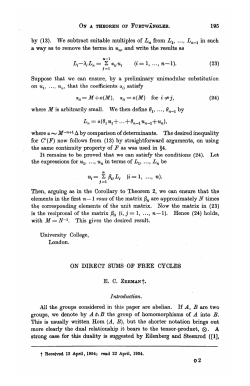 ON DIRECT SUMS OF FREE CYCLES
