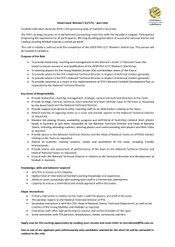 Head Coach Women`s U17 - Football Federation Australia