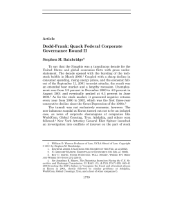 Dodd-Frank: Quack Federal Corporate Governance Round II