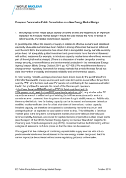 1 European Commission Public Consultation on a New Energy