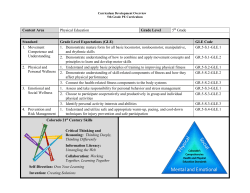 Curriculum Development Overview 5th Grade PE Curriculum