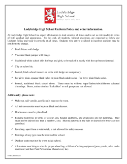 The Ladybridge High School uniform is as follows:
