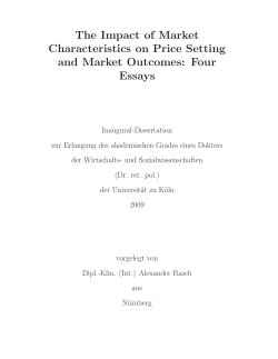 The Impact of Market Characteristics on Price Setting and Market