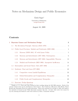 Notes on Mechanism Design and Public Economics