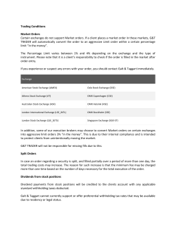 Trading Conditions Market Orders Certain exchanges do