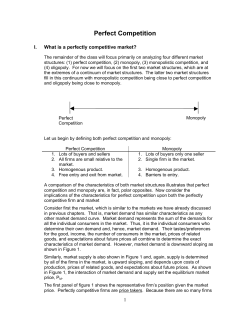 Market Structure: Perfect Competition