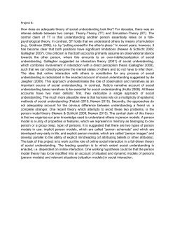 Project 8: How does an adequate theory of social understanding