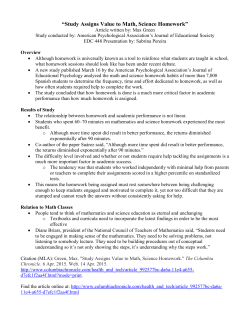 Study Assigns Value to Math, Science Homework