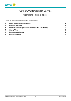 SMS Broadcast Service Standard Pricing Table