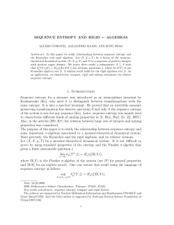 SEQUENCE ENTROPY AND RIGID &sigma;&minus;ALGEBRAS 1. Introduction
