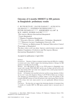 Outcome of 6 months MBMDT in MB patients in Bangladesh