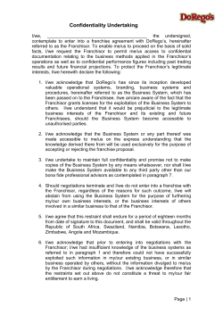 Confidentiality Undertaking