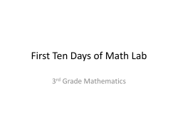 First Ten Days of Math Lab