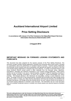 Auckland International Airport Limited Price Setting Disclosure