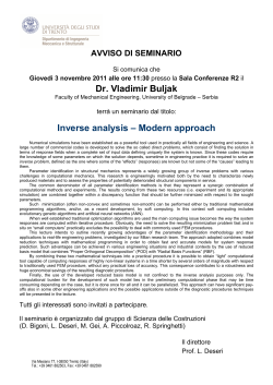 Dr. Vladimir Buljak Inverse analysis &ndash; Modern approach