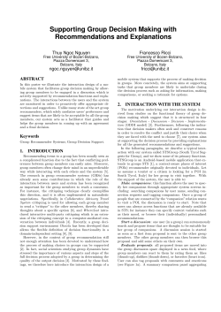Supporting Group Decision Making with Recommendations and