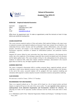 ECON 218 Empirical Industrial Economics School of Economics