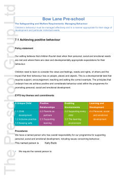 Achieving Positive Behaviour - Bow Lane Pre