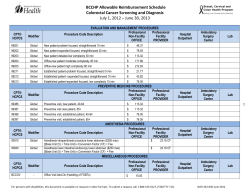 BCCHP Allowable Reimbursement Schedule Colorectal Cancer